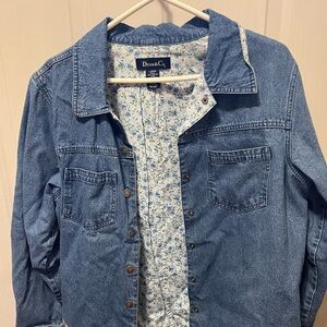 Denim&Co Light Blue Denim Jacket with Floral Lining